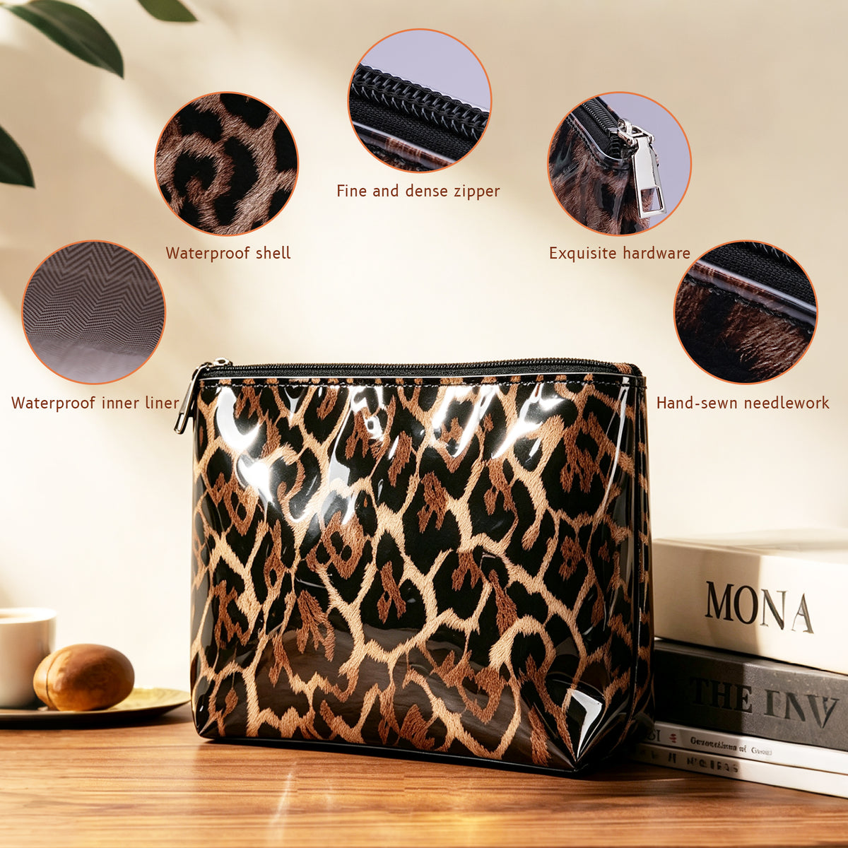 Leopard Print Makeup Bag – Caramel Brown