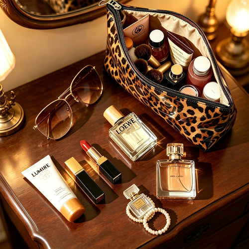 Leopard Print Makeup Bag – Caramel Brown
